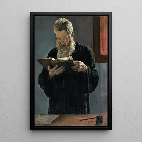 Priest Reading - Ferdinand Hodler — framed artwork on a wall