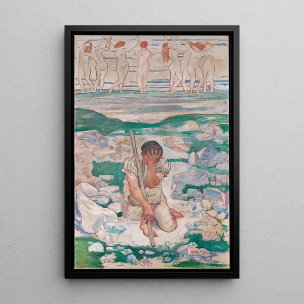 The Shepherd's Dream - Ferdinand Hodler — framed artwork on a wall