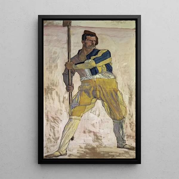 Warrior with Halberd - Ferdinand Hodler — framed artwork on a wall