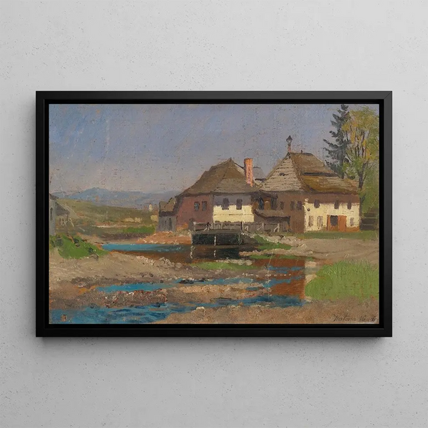 Manor in a Village Spi - Ferdinand Katona — framed artwork on a wall