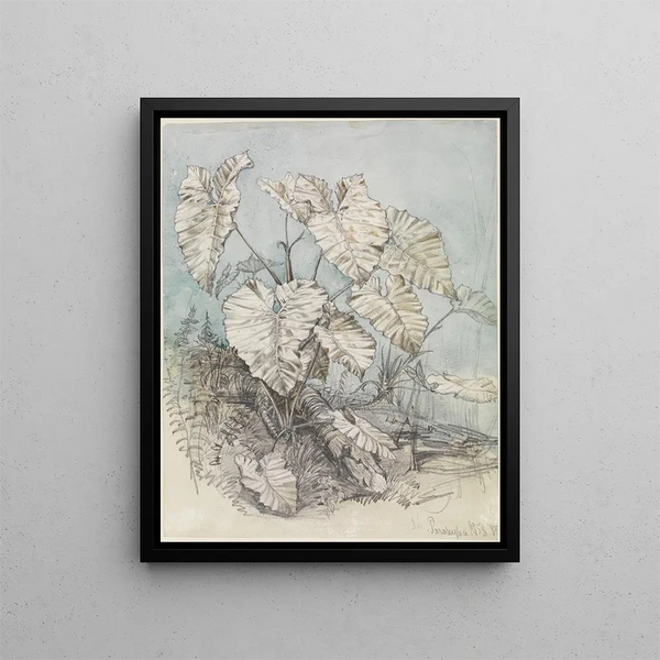 Plants with foliage in the jungle - Ferdinand Keller — framed artwork on a wall
