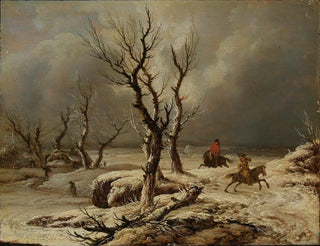 Winter Landscape with Two Horsemen - Ferdinand Kobell — artwork view