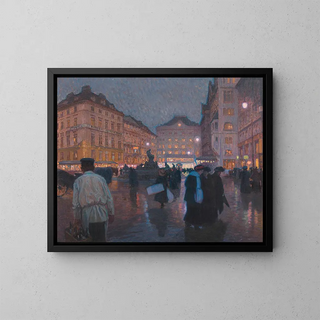 The New Market in the Evening - Ferdinand Kruis — framed artwork on a wall