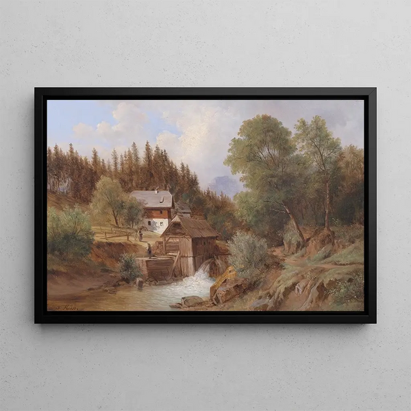 Scene in Salzburg - Ferdinand Kuss — framed artwork on a wall