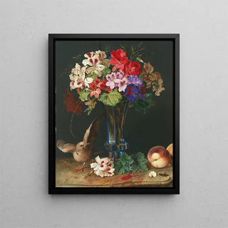 Nature morte avec des fleurs dans un vase - Ferdinand Kuss — framed artwork on a wall