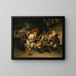 A Dice Game - Ferdinand Leeke — framed artwork on a wall