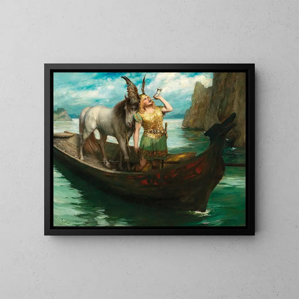 The Twilight of the Gods, Act I: Siegfried's Journey on the Rhine - Ferdinand Leeke — framed artwork on a wall
