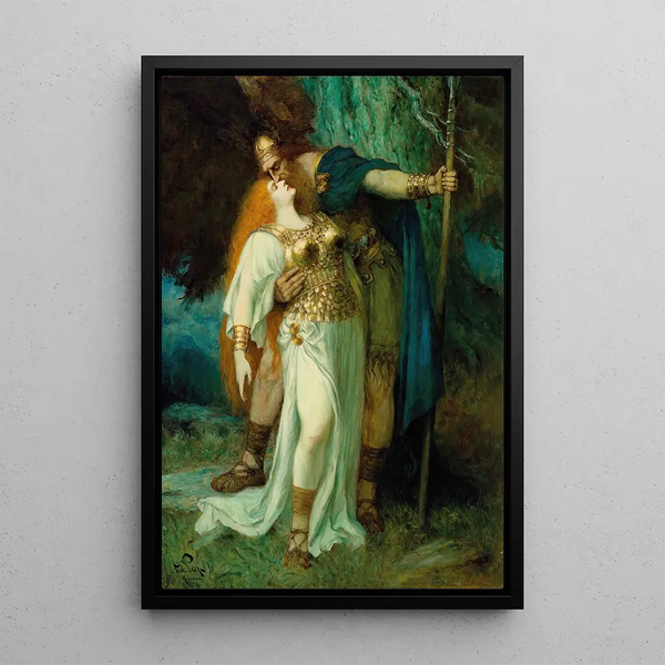 L'Adieu de Wotan à Brünhilde - Ferdinand Leeke — framed artwork on a wall