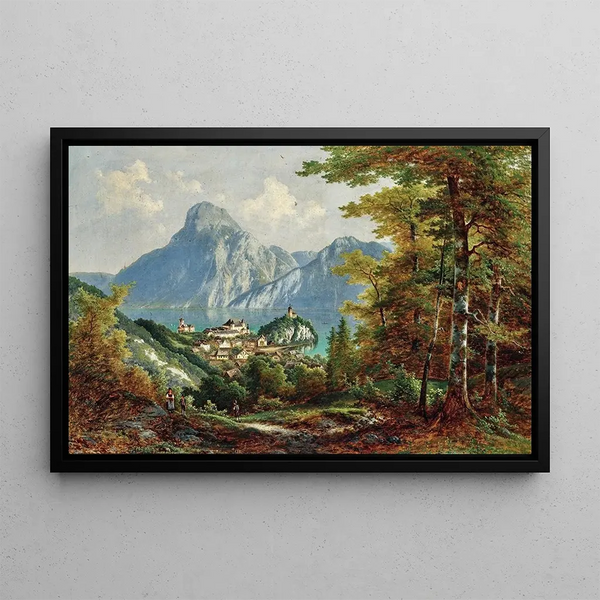 View of Traunstein and Traunkirchen - Ferdinand Lepié — framed artwork on a wall