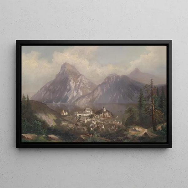 View of Traunkirchen - Ferdinand Lepié — framed artwork on a wall