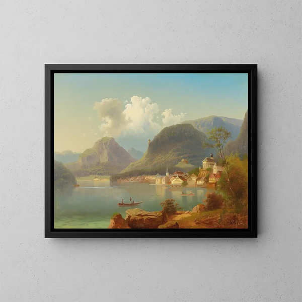 View of Hallstatt - Ferdinand Lepié — framed artwork on a wall