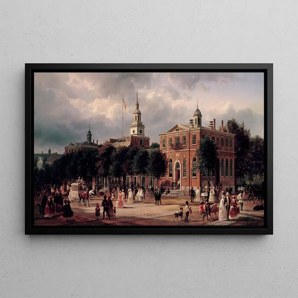 Independence Hall in Philadelphia - Ferdinand Richardt — framed artwork on a wall