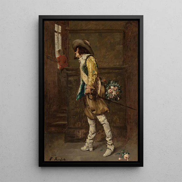 "Un prétendant plein d'espoir" - Ferdinand Roybet — framed artwork on a wall