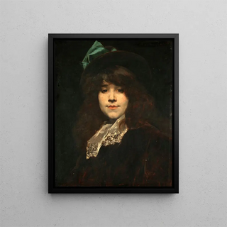 Portrait of Juana Romani - Ferdinand Roybet — framed artwork on a wall