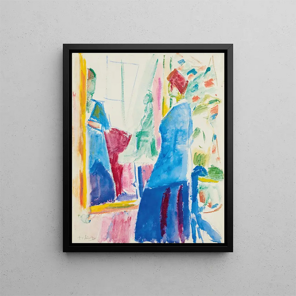 Woman in front of the mirror - Ferdinand Schirren — framed artwork on a wall