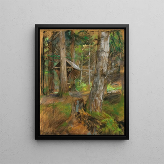 Forest and feeding table painting - Ferdinand Schmutzer — framed artwork on a wall