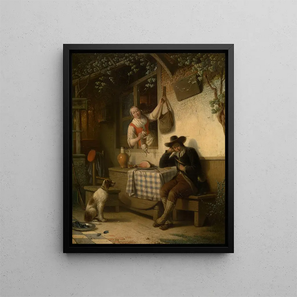 Hunting Hunter at Rest - Ferdinand de Braekeleer — framed artwork on a wall