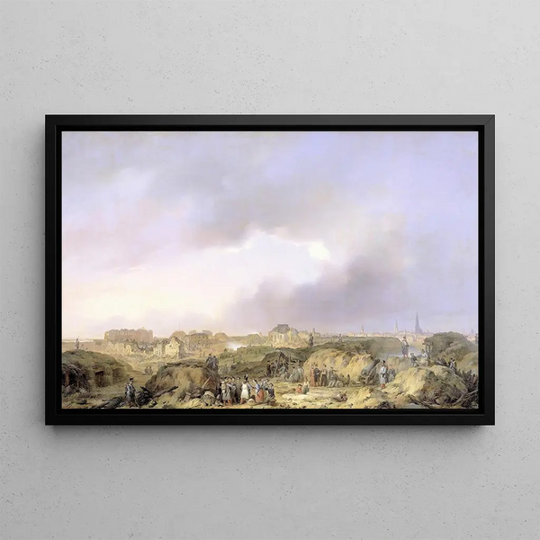 The Citadel of Antwerp shortly after the siege from November 19 to December 23, 1832, and the surrender of the Dutch garrison to the French - Ferdinand de Braekeleer — framed artwork on a wall