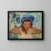 the artist's daughter in a blue bonnet - Ferdinand du Puigaudeau — framed artwork on a wall