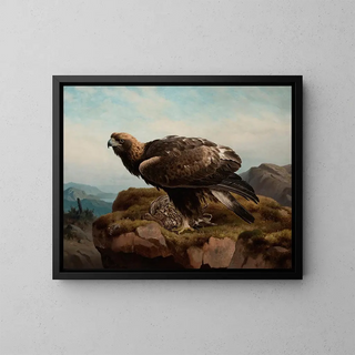 Golden Eagle on a Cliff Edge - Ferdinand von Wright — framed artwork on a wall