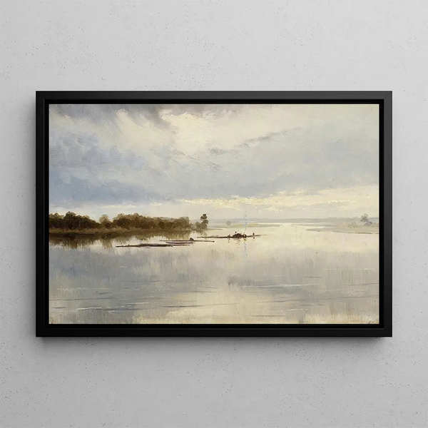 River landscape painting - Ferdynand Ruszczyc — framed artwork on a wall