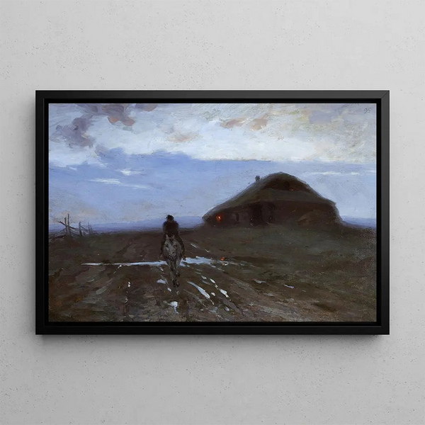 Inn at the Edge of the Road - Ferdynand Ruszczyc — framed artwork on a wall