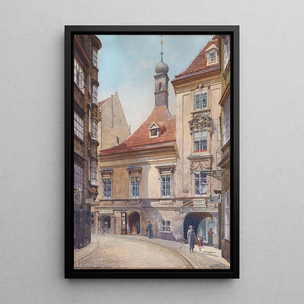 Vienne I Schnlaterngasse Painting - Feri Schwarz — framed artwork on a wall