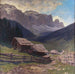 Mountain Farm Painting in the Grdner Valley - Karl Ludwig Prinz — displayed in an interior