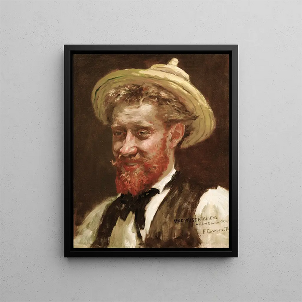 Portrait of a Man with a Hat - Fernand Cormon — framed artwork on a wall