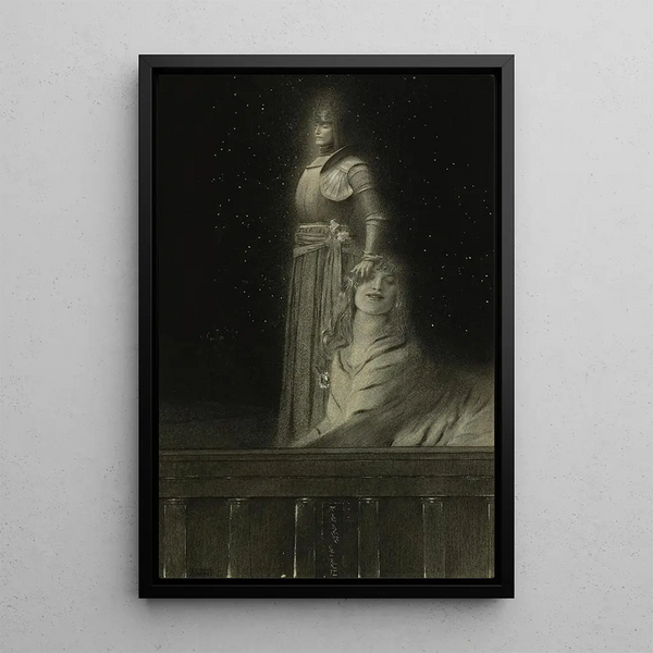 With Verhaeren An Angel - Fernand Khnopff — framed artwork on a wall
