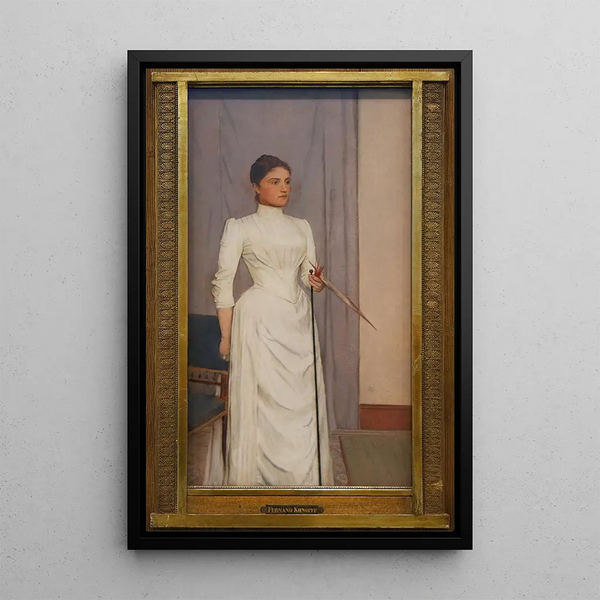 Portrait of Madeline Mabille - Fernand Khnopff — framed artwork on a wall