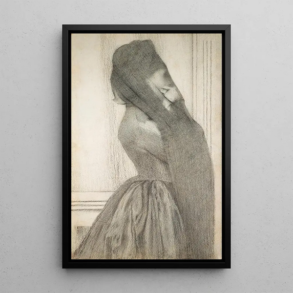 The Veil - Fernand Khnopff — framed artwork on a wall