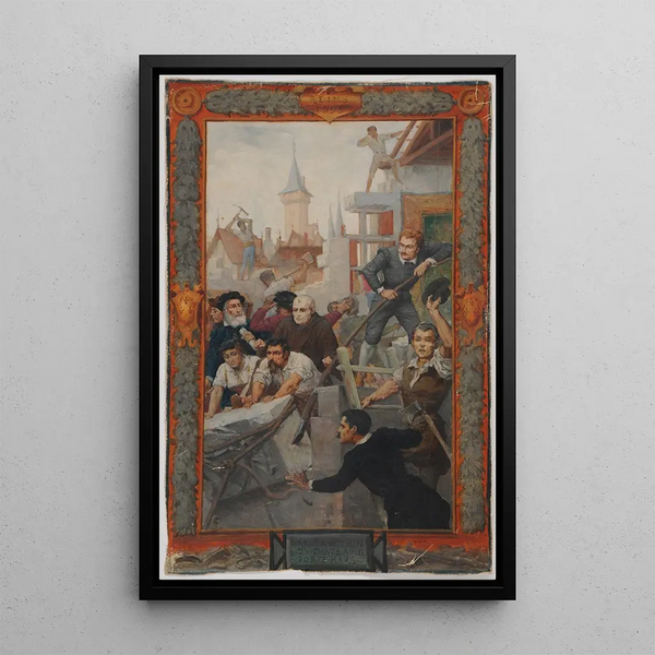 Destruction of the Château de la Porte Mars - Fernand Lematte — framed artwork on a wall