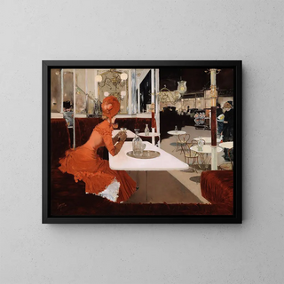In the Café - Fernand Lungren — framed artwork on a wall