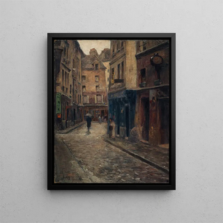La rue de Lanneau Effet de pluie - Fernand Maillaud — framed artwork on a wall