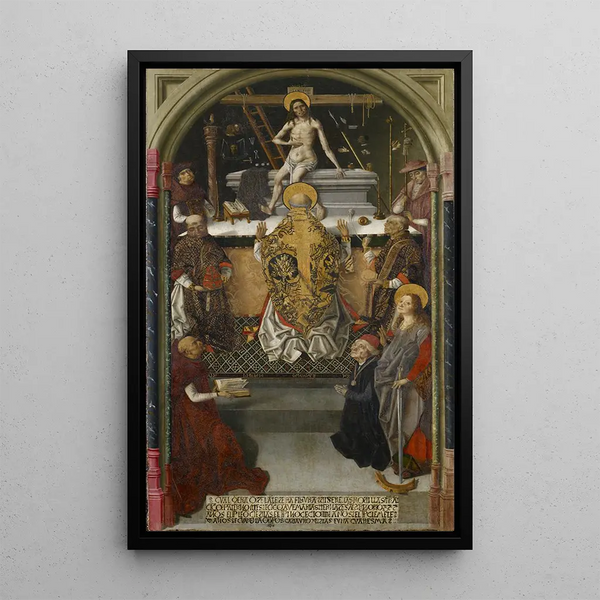 Messe de Saint Grégoire avec un donateur - Fernando Gallego — framed artwork on a wall