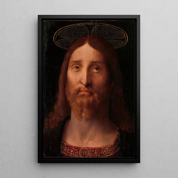 Head of Christ - Fernando Yáñez de la Almedina — framed artwork on a wall
