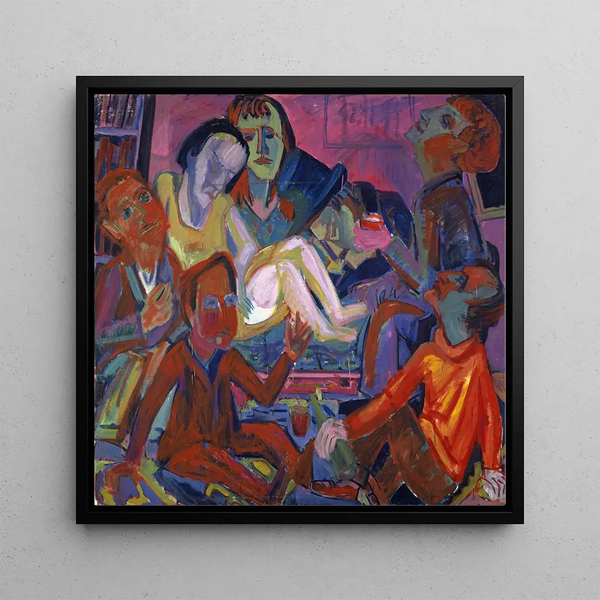 Celebration in the Workshop - Hermann Scherer — framed artwork on a wall