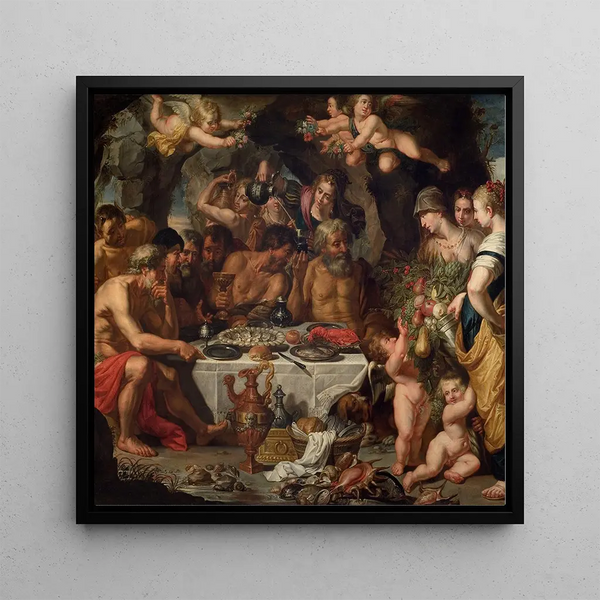 Fête des dieux dans une grotte près du rivage - Gerard Seghers — framed artwork on a wall