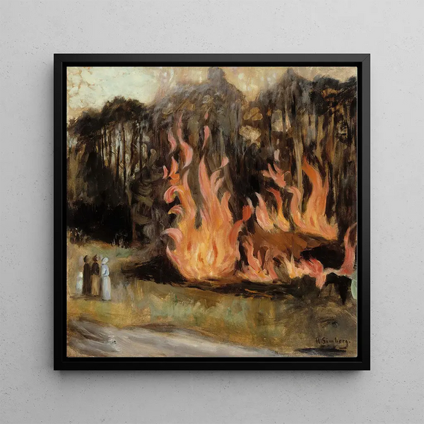 Fires of Joy - Hugo Simberg — framed artwork on a wall