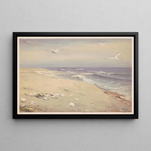 On the beach - Fidelia Bridges — framed artwork on a wall