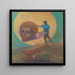 Figure carrying an winged head: The delicate fall - Odilon Redon — framed artwork on a wall