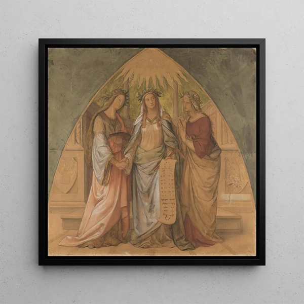 Artistic figures of architecture, sculpture, and painting - Philipp Veit — framed artwork on a wall