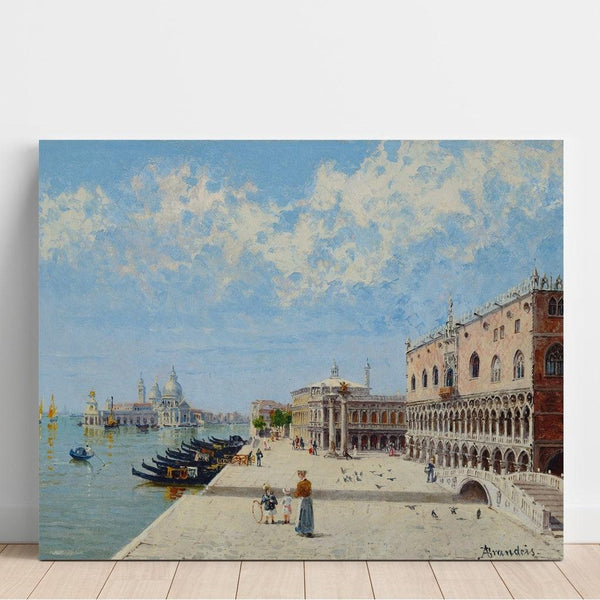 Figures near the Mole with the Libreria, Punta della Dogana, and Santa Maria della Salute in the distance - Antonietta Brandeis