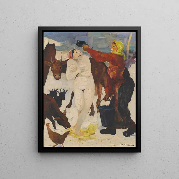 Ablutions in the Countryside - Filipp Malyavin — framed artwork on a wall