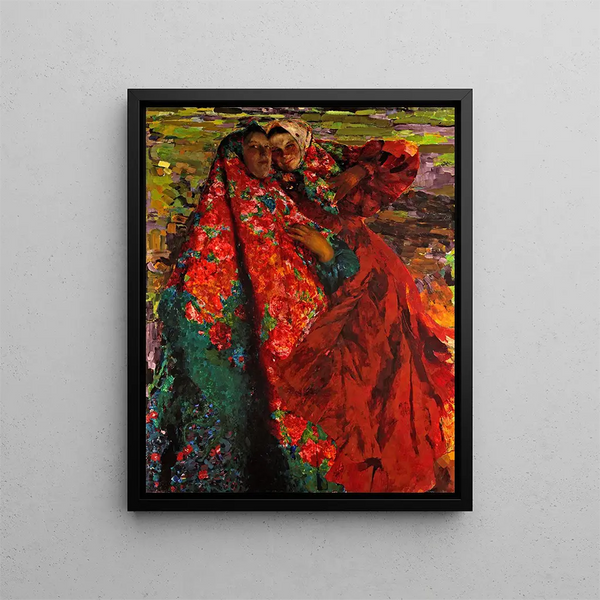 Women Peasants - Filipp Malyavin — framed artwork on a wall