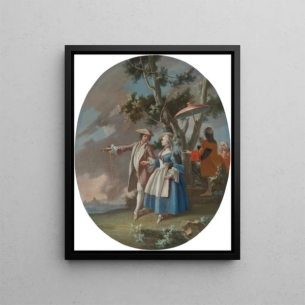 Fêtes galantes - Filippo Falciatore — framed artwork on a wall