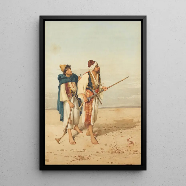 Patrol in the Desert - Filippo Indoni — framed artwork on a wall
