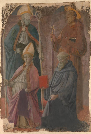 Filippo Lippi - Saints Augustine and Francis a Bishop Saint and Saint Benedict.webp