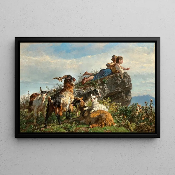 The Little Kids - Filippo Palizzi — framed artwork on a wall